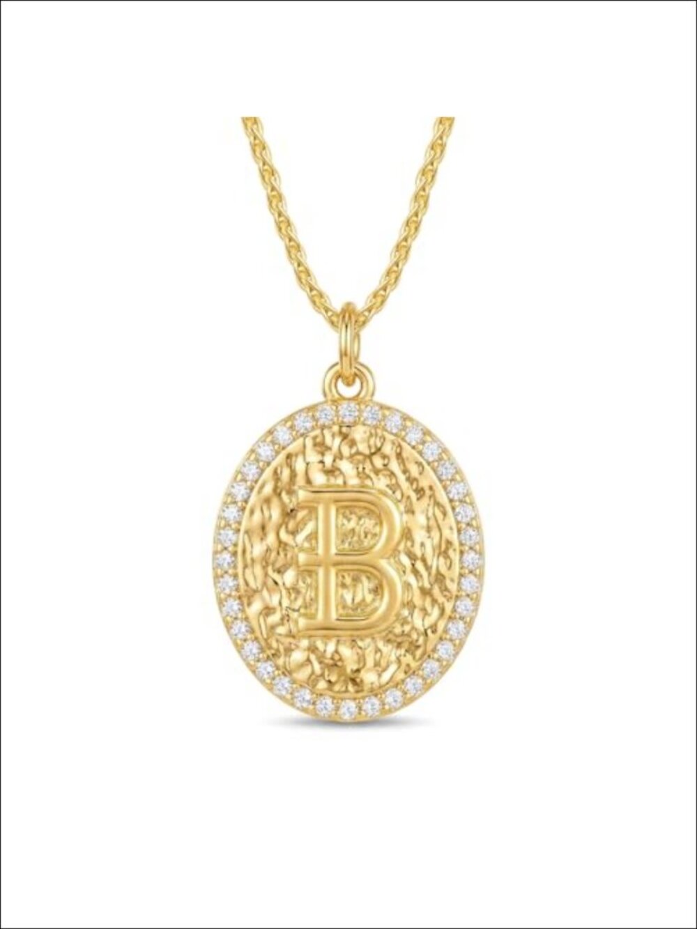 24K Gold Plated Initial Necklace with Cubic Zirconia Pendant